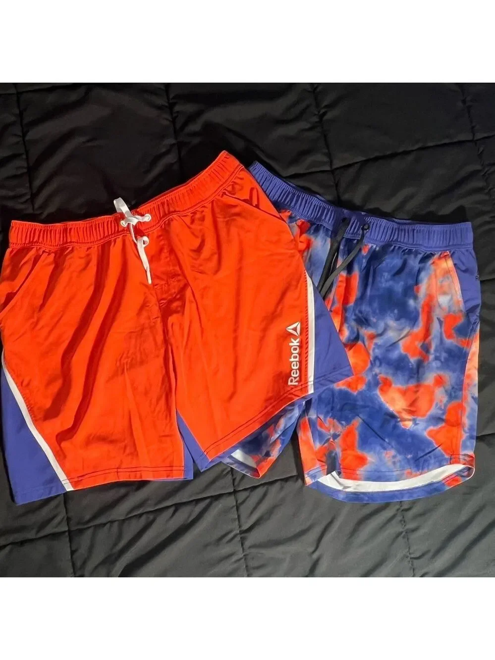 Reebok 2-pc. BUNDLE Orange and Blue Hybrid Shorts Vacation Beach Pool NWOT